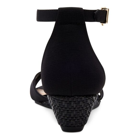 CHARTER CLUB Womens Black Crisscross Straps Gippi Round Toe Wedge Sandals 6.5 M - Picture 2 of 4